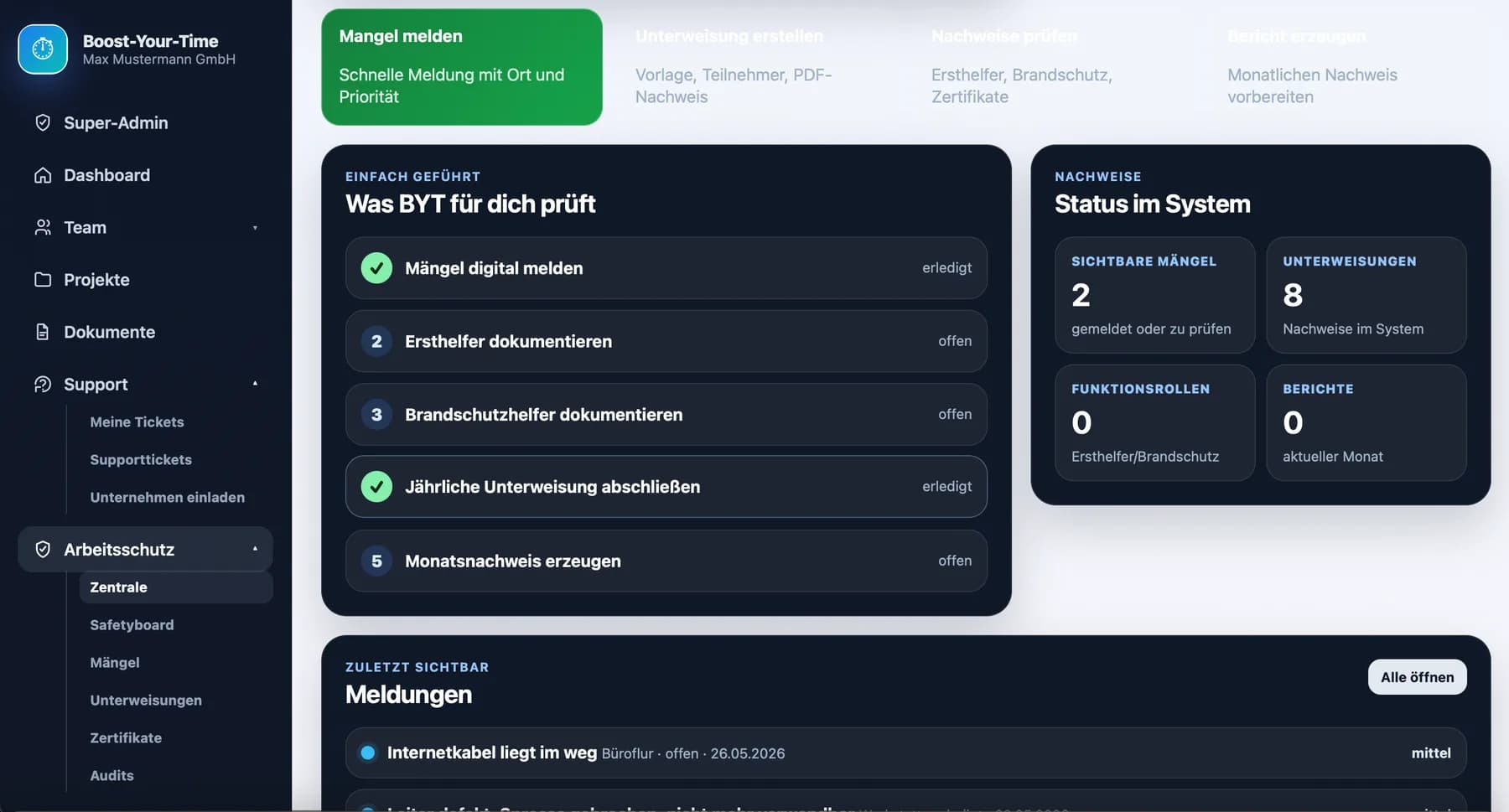 KI-Unterweisungsassistent und zentrale Arbeitsschutz-Dokumentation in Boost-Your-Time
